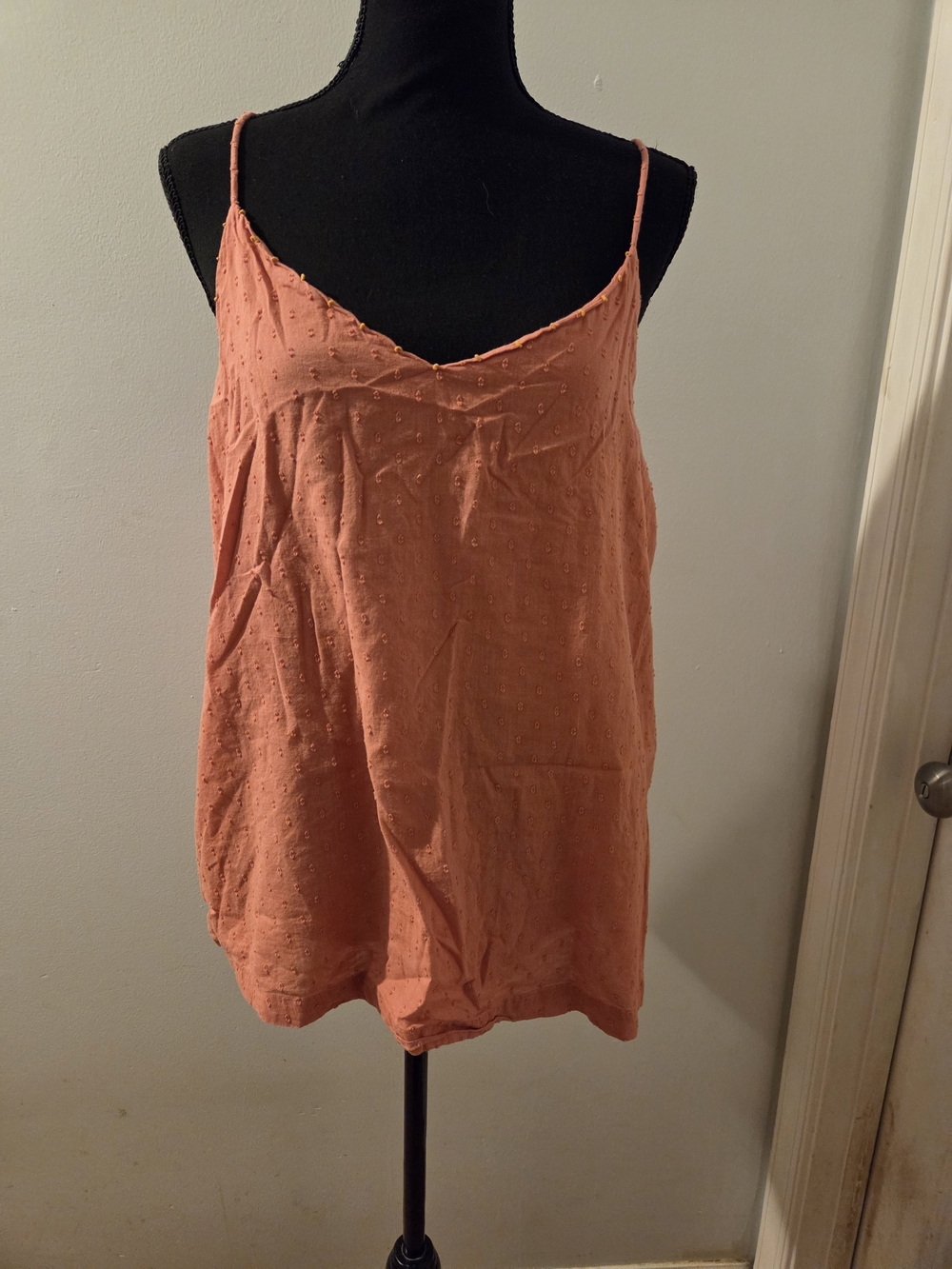 Sigrid Olsen Coral Swiss Dot Spaghetti Strap Tank